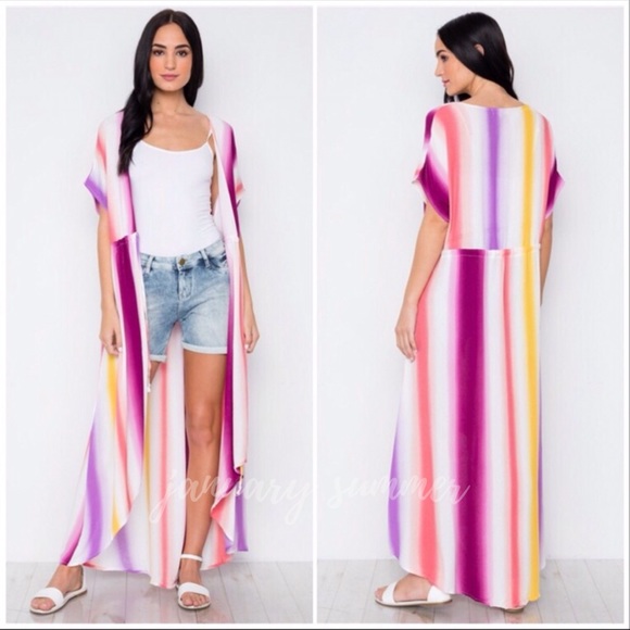 ☀️LAST3️⃣//LAVENDER RAINBOW HIGH LOW KIMONO - Picture 3 of 7